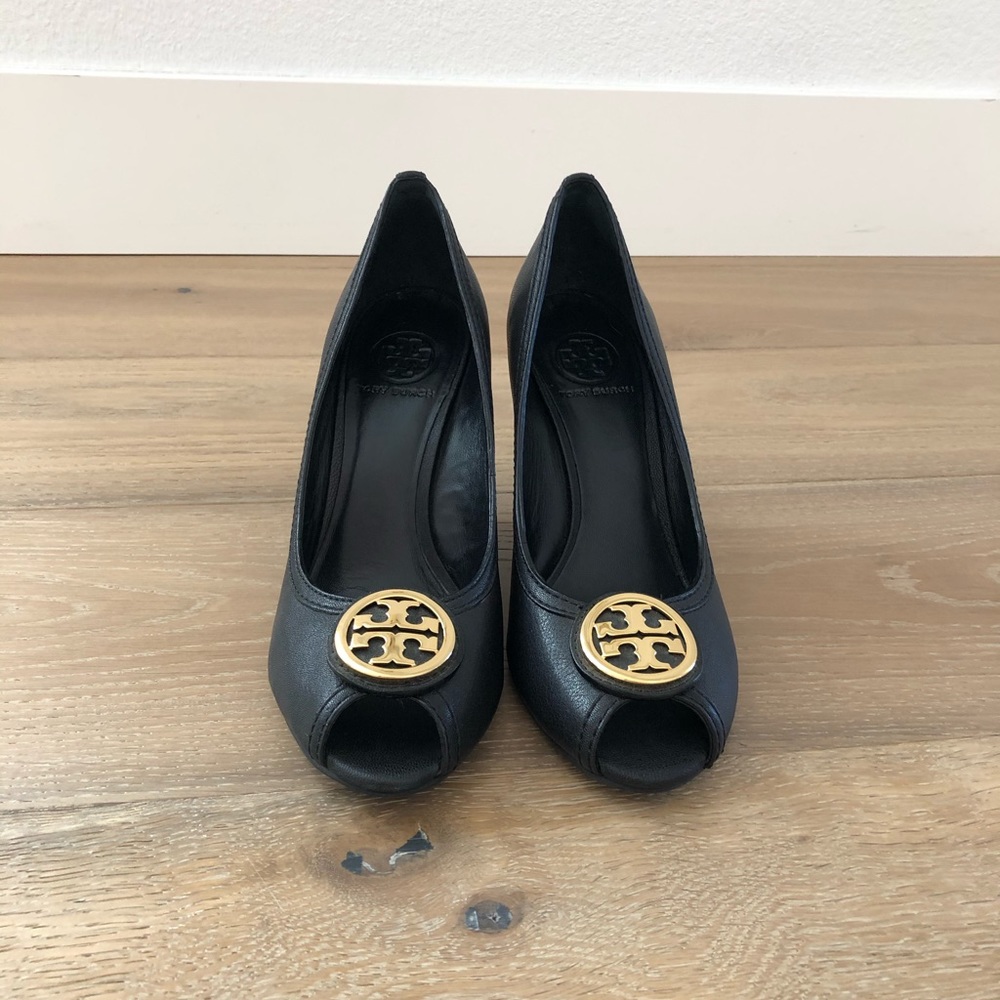 Tory Burch Black Selma Wedges
